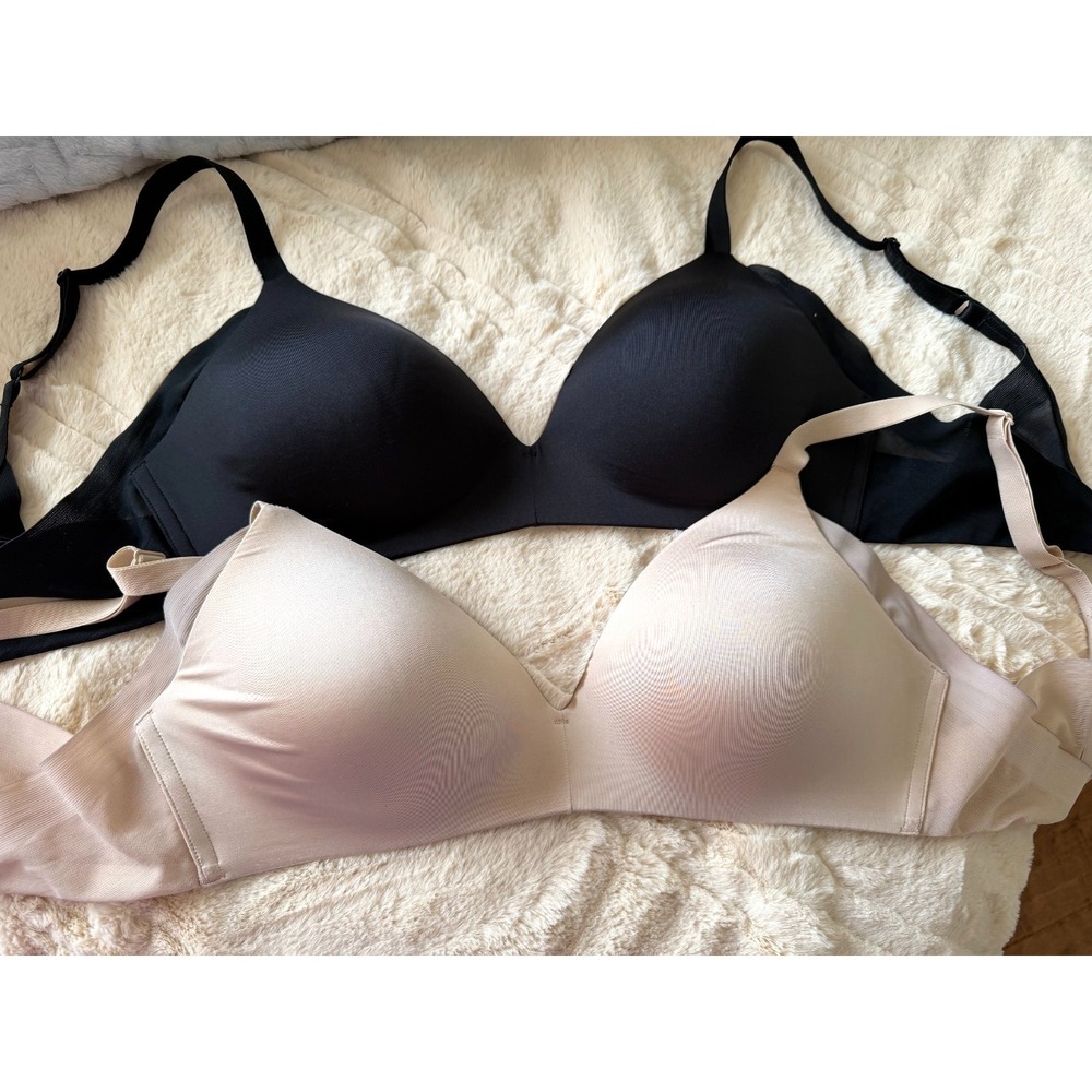 Wacoal 34D Black & Tan Ultimate Side Smoother 852281 Wire Free T-Shirt Bras X2